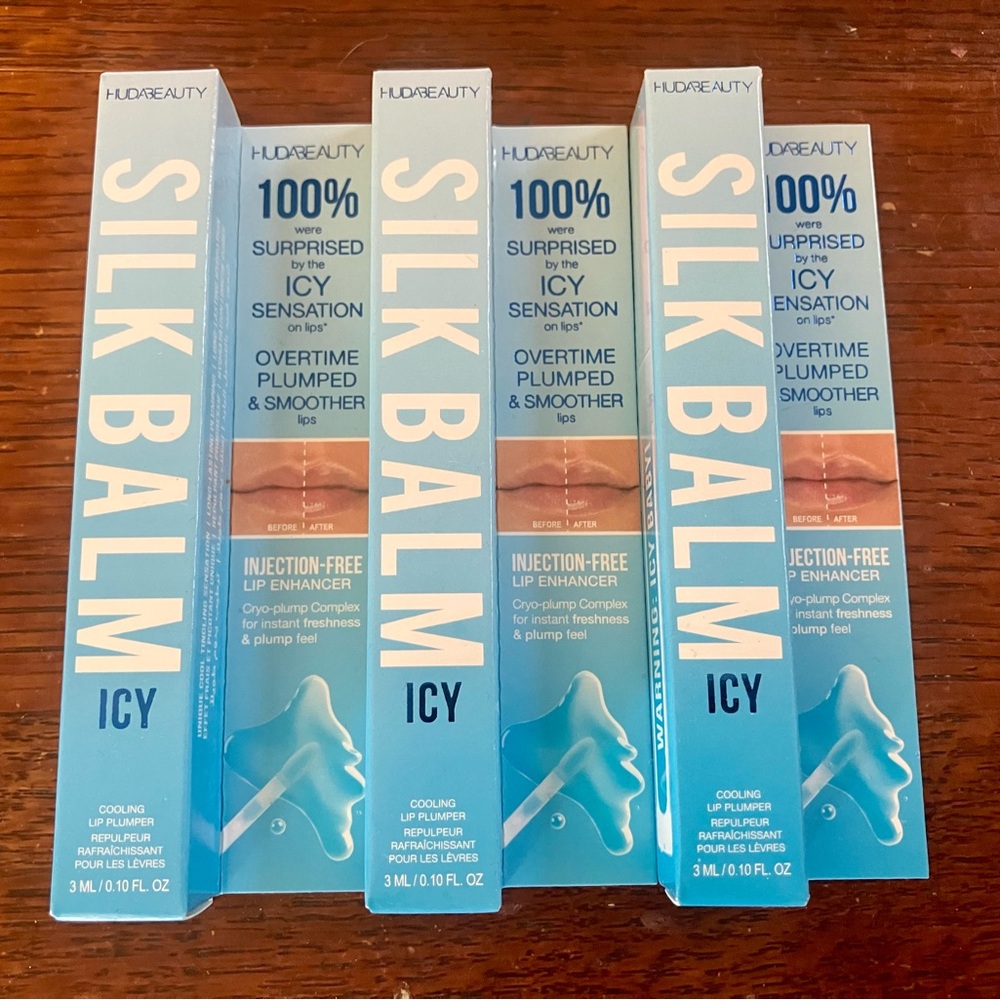 Huda Beauty Silk Balm Icy Cryo-plumping lip balm bundle
